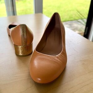 Fabio Rusconi made in Italy Tan Leather Block gold Heel Pumps